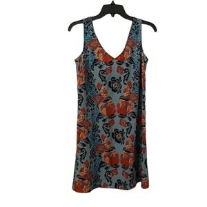 Cabi Women's Teal Multicolor Floral Mini Dress Tie‎ Back Size S